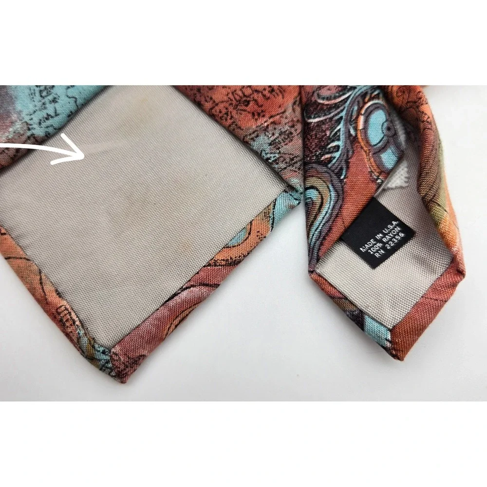 John Weitz Tie Mens Vintage Abstract Travel Map USA Rayon Novelty‎